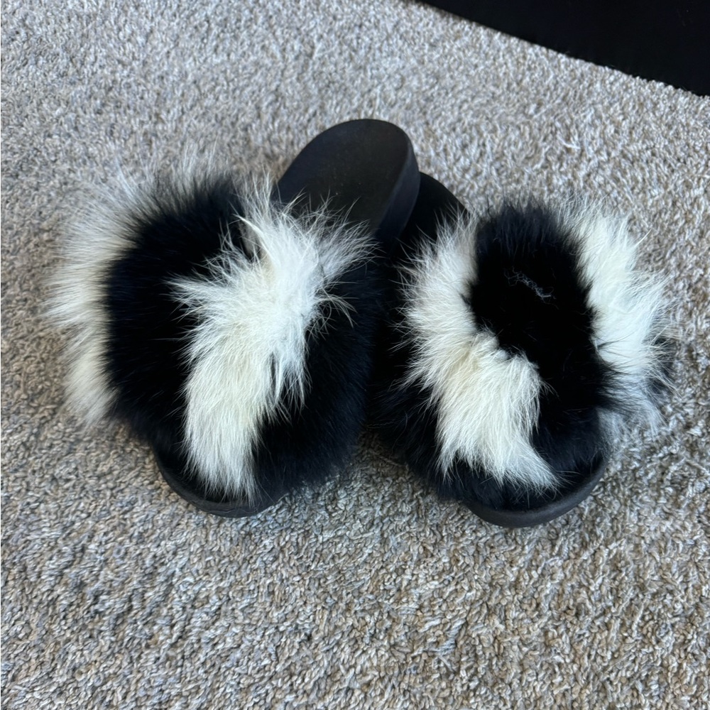 Duckie Confetti Real Fur Slides